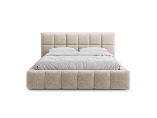 Bett Bouclé Beige Bellis — Wohnbeispiel