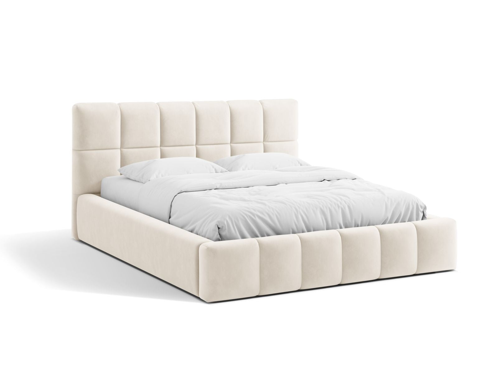 Bellis Storage Bed With Headboard, 180x220 cm — Light Beige
