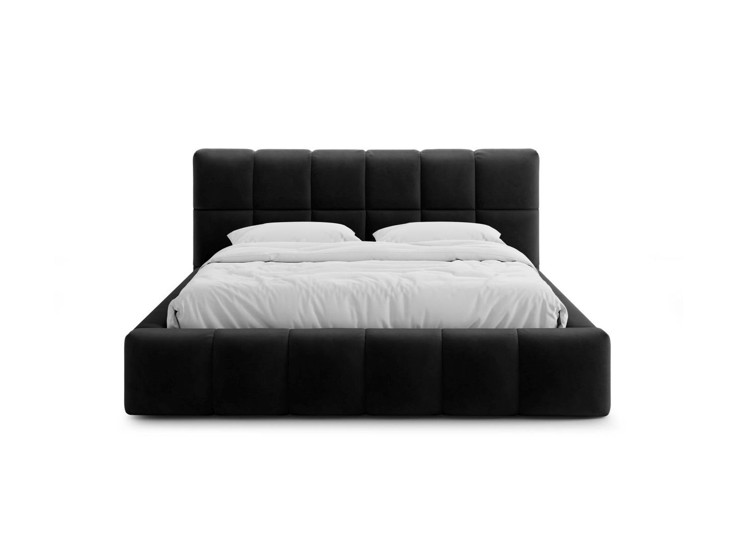 Bett Samt Schwarz Bellis — Wohnbeispiel
