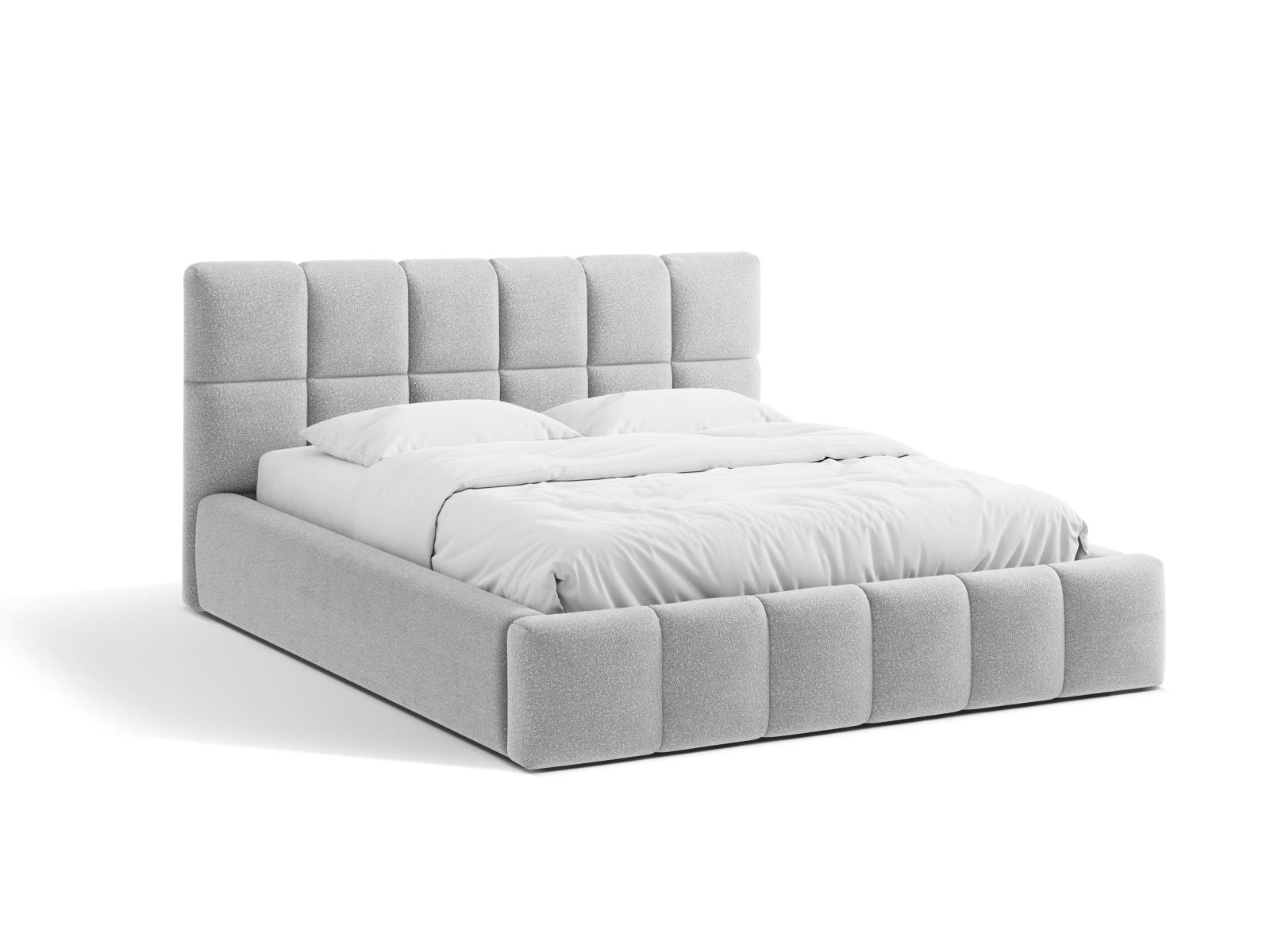 Bellis Storage Bed With Headboard, 200x220 cm — Light Grey