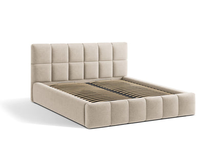 Bett Bouclé Beige Bellis — Detailansicht
