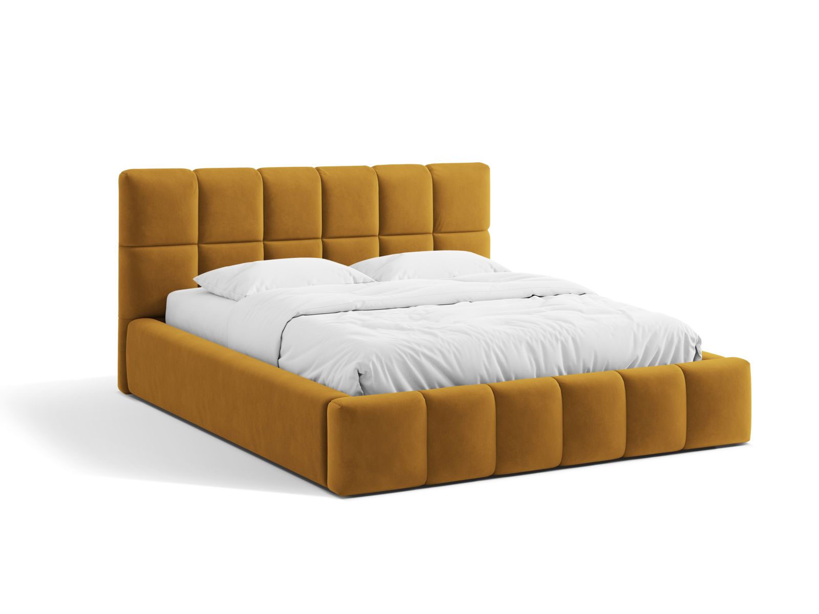 Bellis Storage Bed With Headboard, 220x220 cm — Yellow