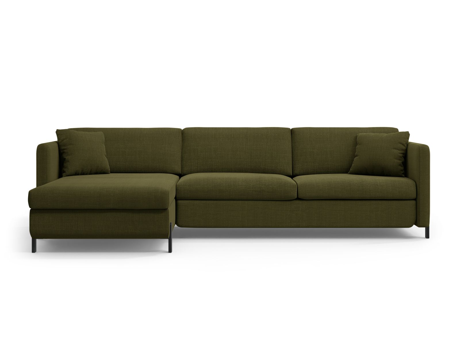 Gloria Corner Sofa With Bed Function And Box, 4 Seats, 266x170 cm — Green / Left