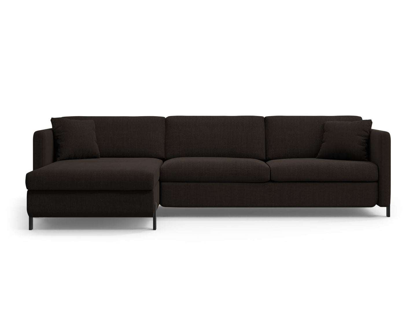 Ecksofa Strukturstoff Beige Gloria — Dark Grey