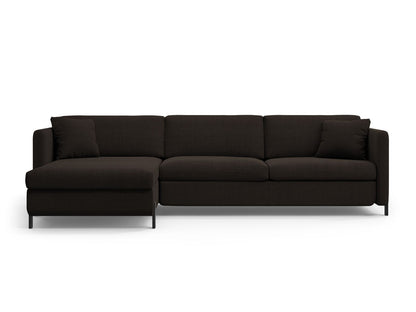 Ecksofa Strukturstoff Beige Gloria — Dark Grey