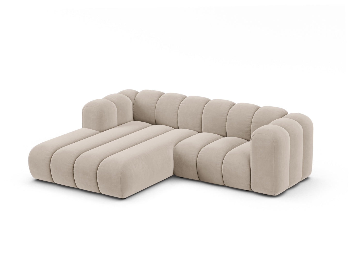 Ecksofa Samt Beige Lupine — Detailansicht