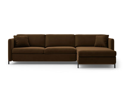 Ecksofa Samt Beige Gloria — Chocolate