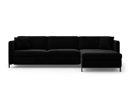 Ecksofa Samt Beige Gloria — Black