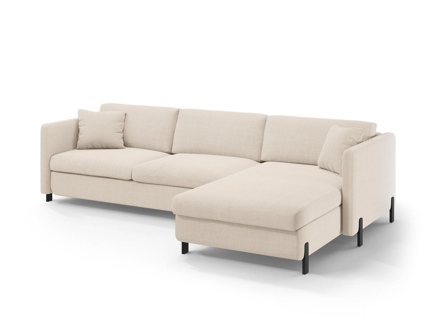 Ecksofa Strukturstoff Beige Gloria — Wohnbeispiel