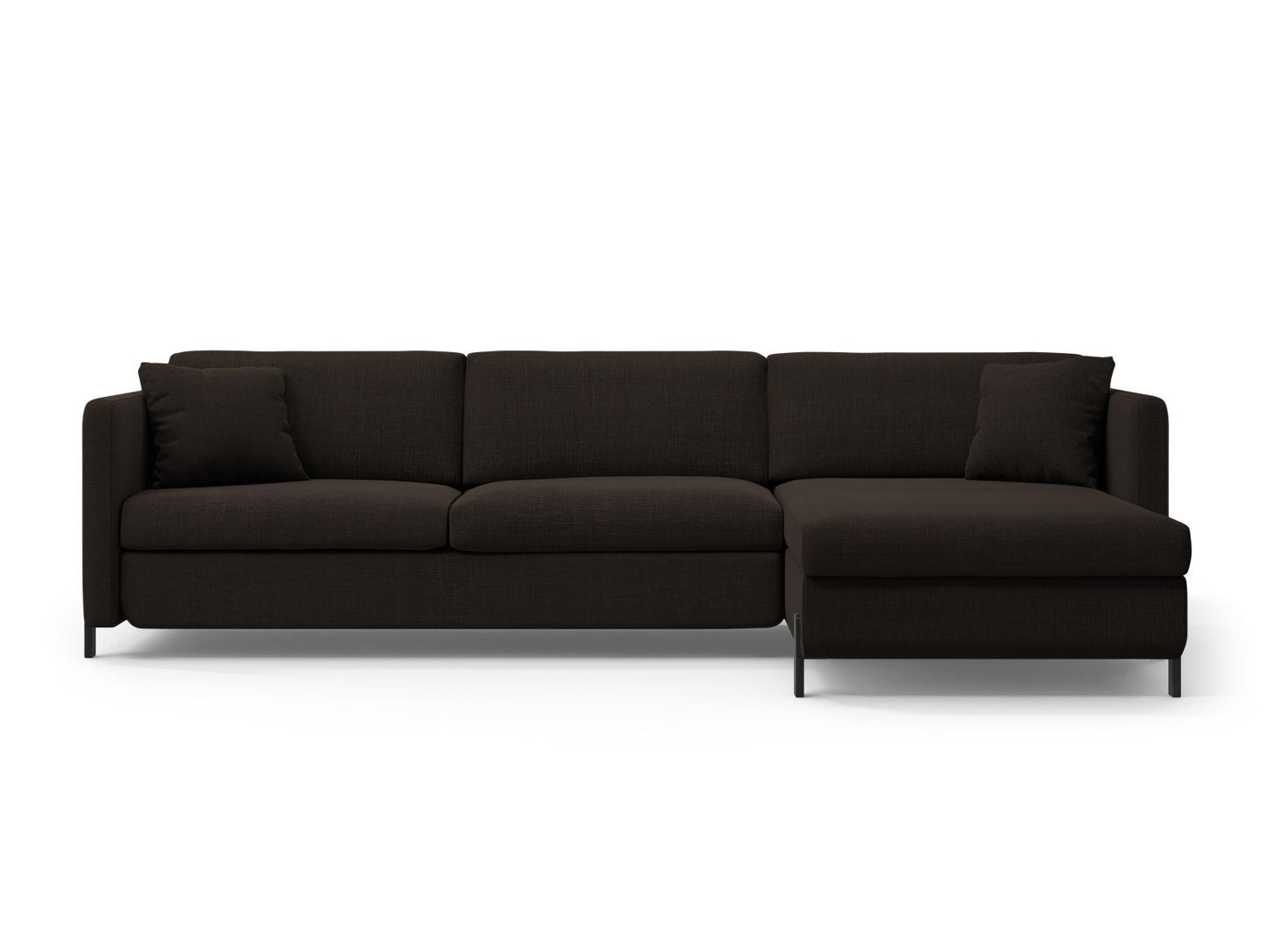 Ecksofa Strukturstoff Beige Gloria — Dark Grey