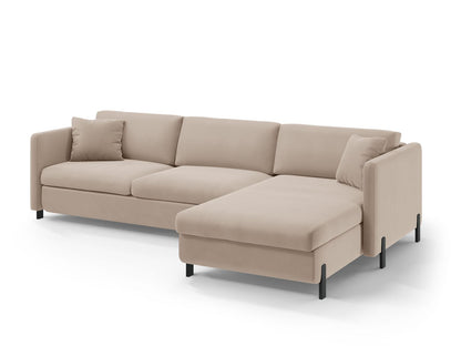 Ecksofa Samt Beige Gloria — Wohnbeispiel