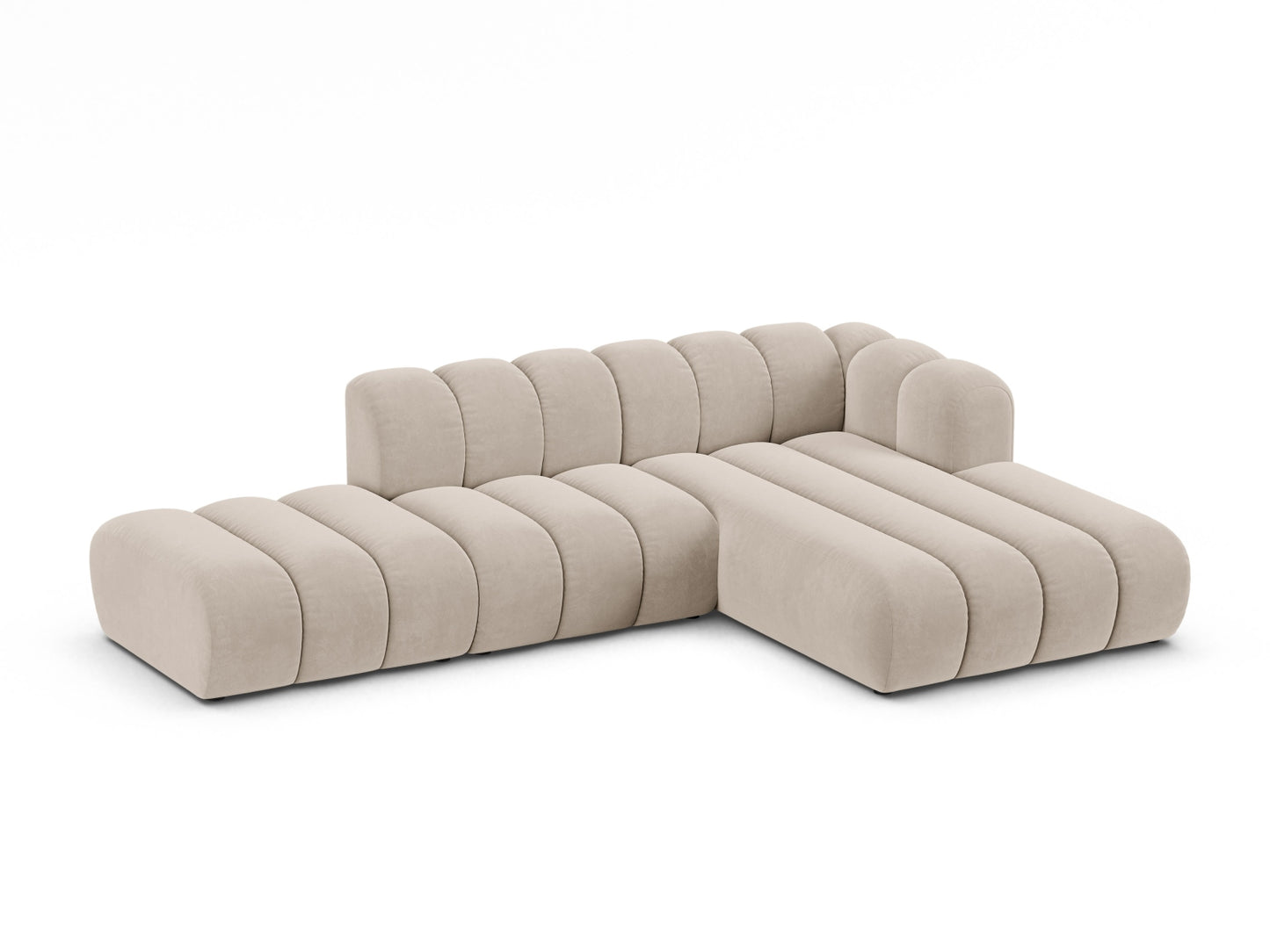 Ecksofa Samt Beige Lupine — Detailansicht