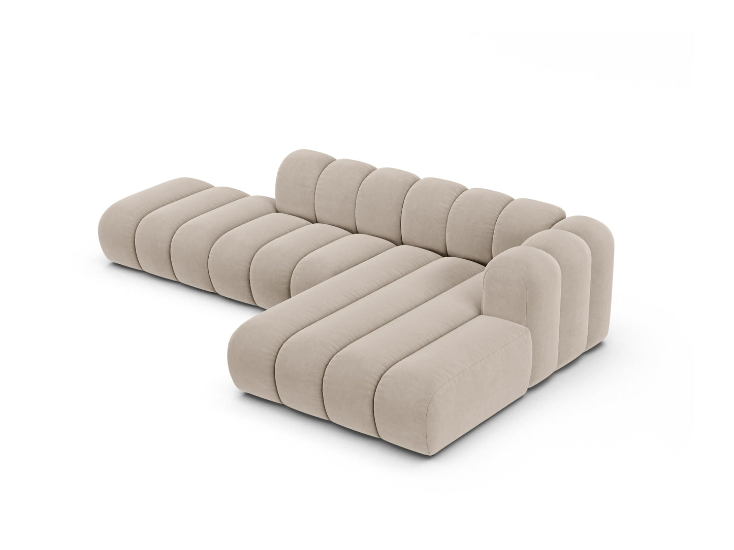 Ecksofa Samt Beige Lupine — Maße und Details