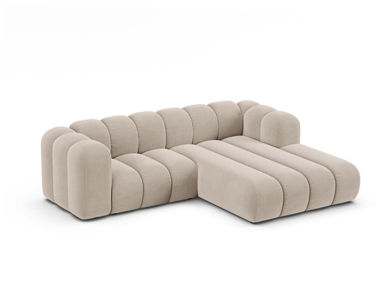 Ecksofa Samt Beige Lupine — Detailansicht