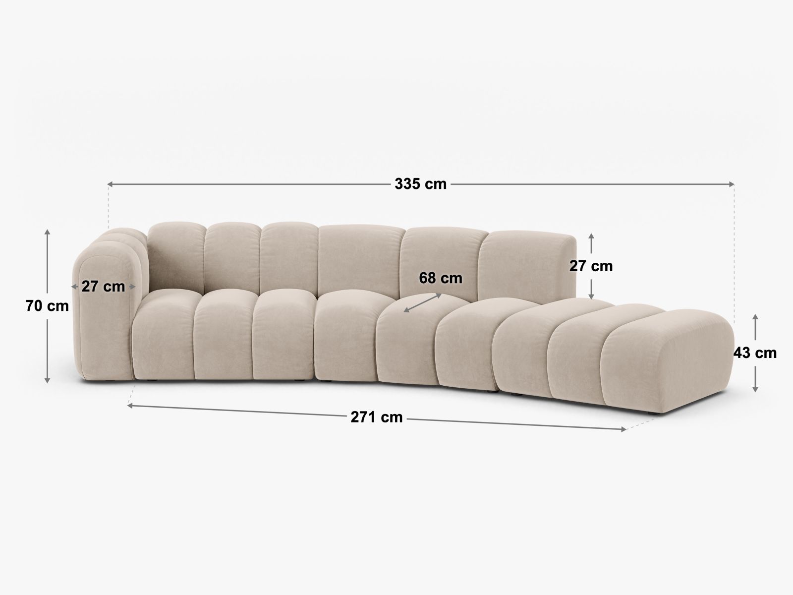 Lupine Modular Sofa, 5 Seats, 335x166 cm