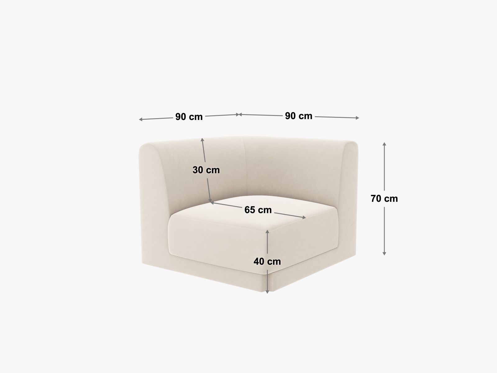 Miley Corner Modul, 90x90 cm