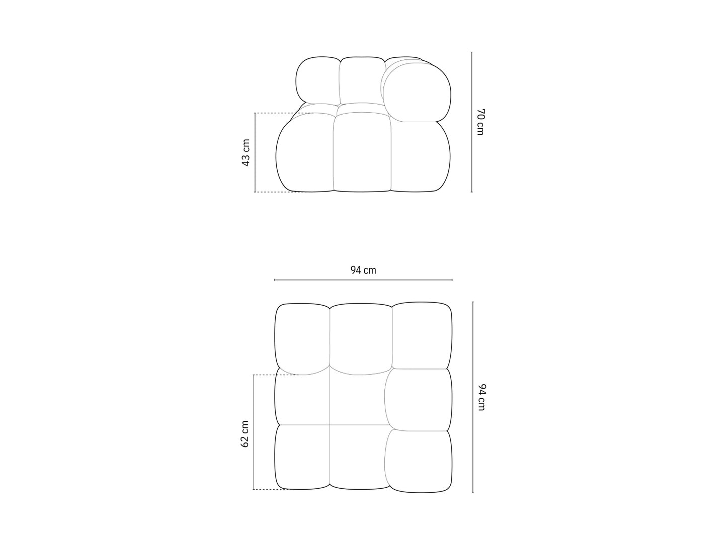 Bellis Modul Corner, 94x94 cm