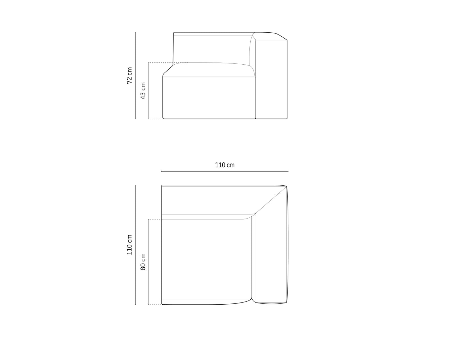 Nuria Modul Corner, 110x110 cm