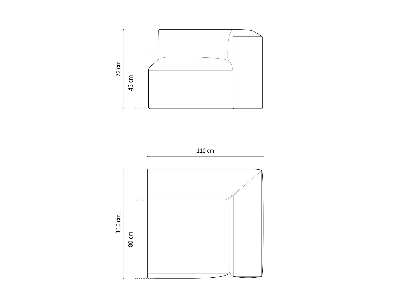 Nuria Modul Corner, 110x110 cm