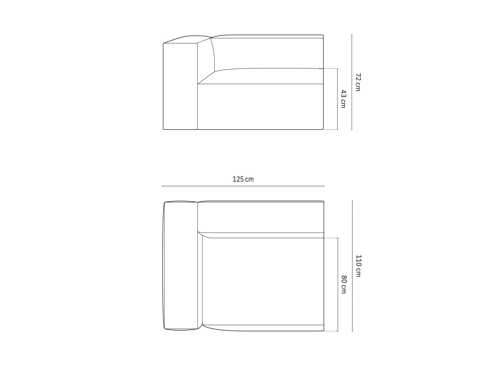 Nuria Modular Sofa, 125x110 cm