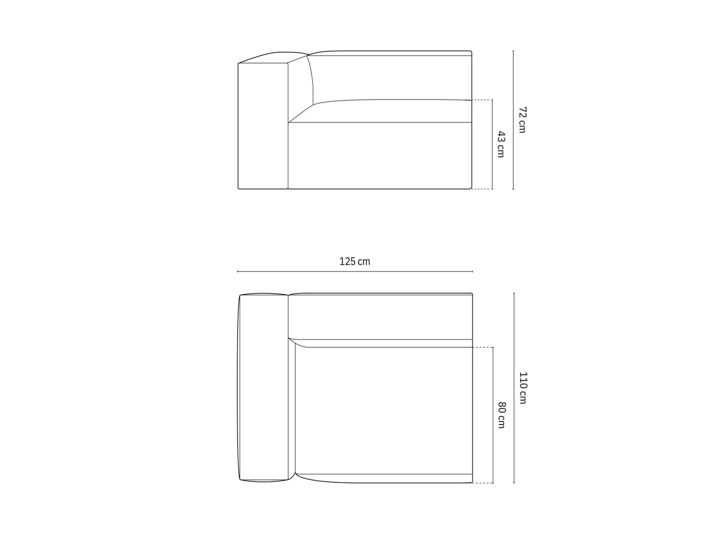 Nuria Modular Sofa, 125x110 cm