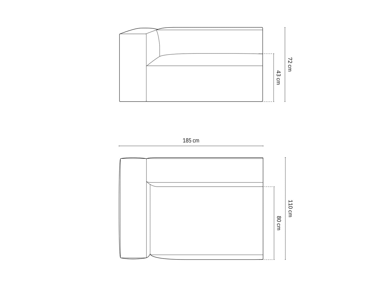 Nuria Modular Sofa, 2 Seats