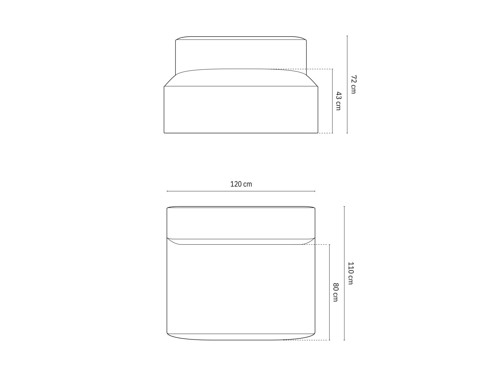 Nuria Modul Armless, 2 Seats, 120x110 cm