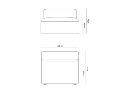 Nuria Modul Armless, 2 Seats, 120x110 cm