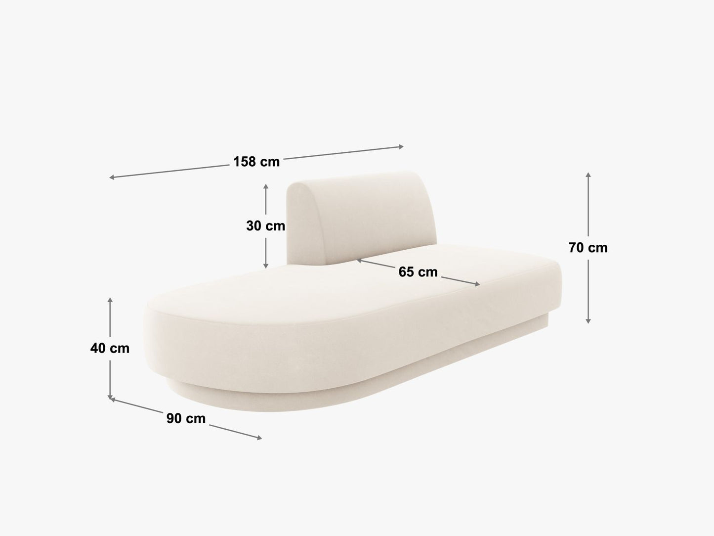 Miley Sitting Module Open Side, 2 Seats, 158x90 cm