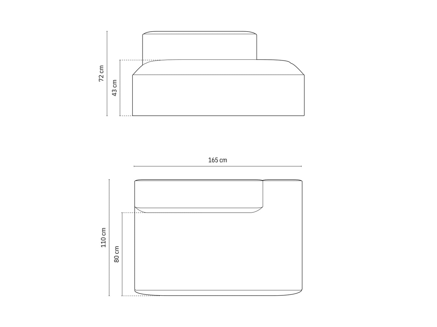 Nuria Modular Sofa, 3 Seats, 165x110 cm