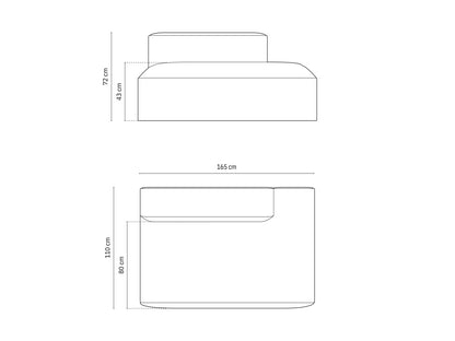 Nuria Modular Sofa, 3 Seats, 165x110 cm