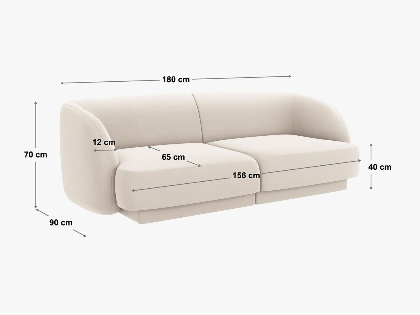 Sofa Chenille Beige Miley — Ansicht 4