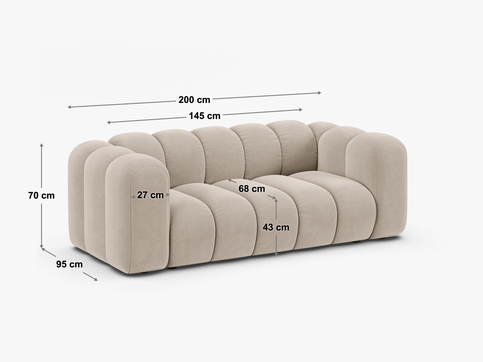 Sofa Samt Beige Lupine — Ansicht 4