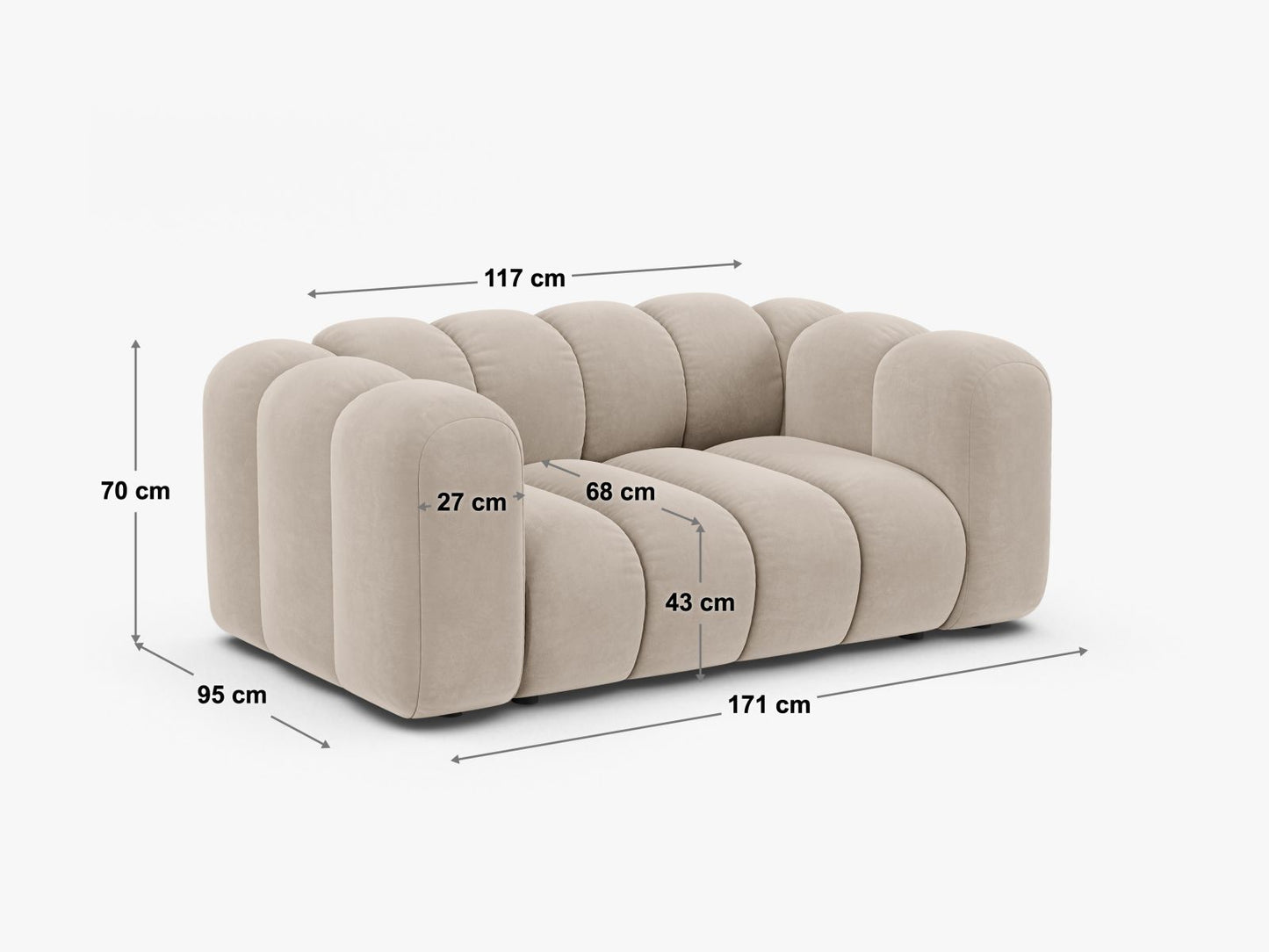 Lupine Modular Sofa, 2 Seats, 170x95 cm