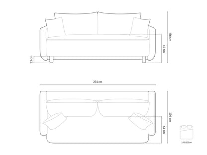 Elen Sofa With Bed Function And Box, 3 Seats, 231x106 cm