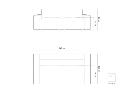 Jodie Sofa With Bed Function And Box, 3 Seats, 247x107 cm