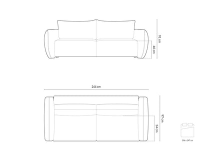 Kaelle Sofa With Bed Function And Box, 3 Seats, 244x97 cm