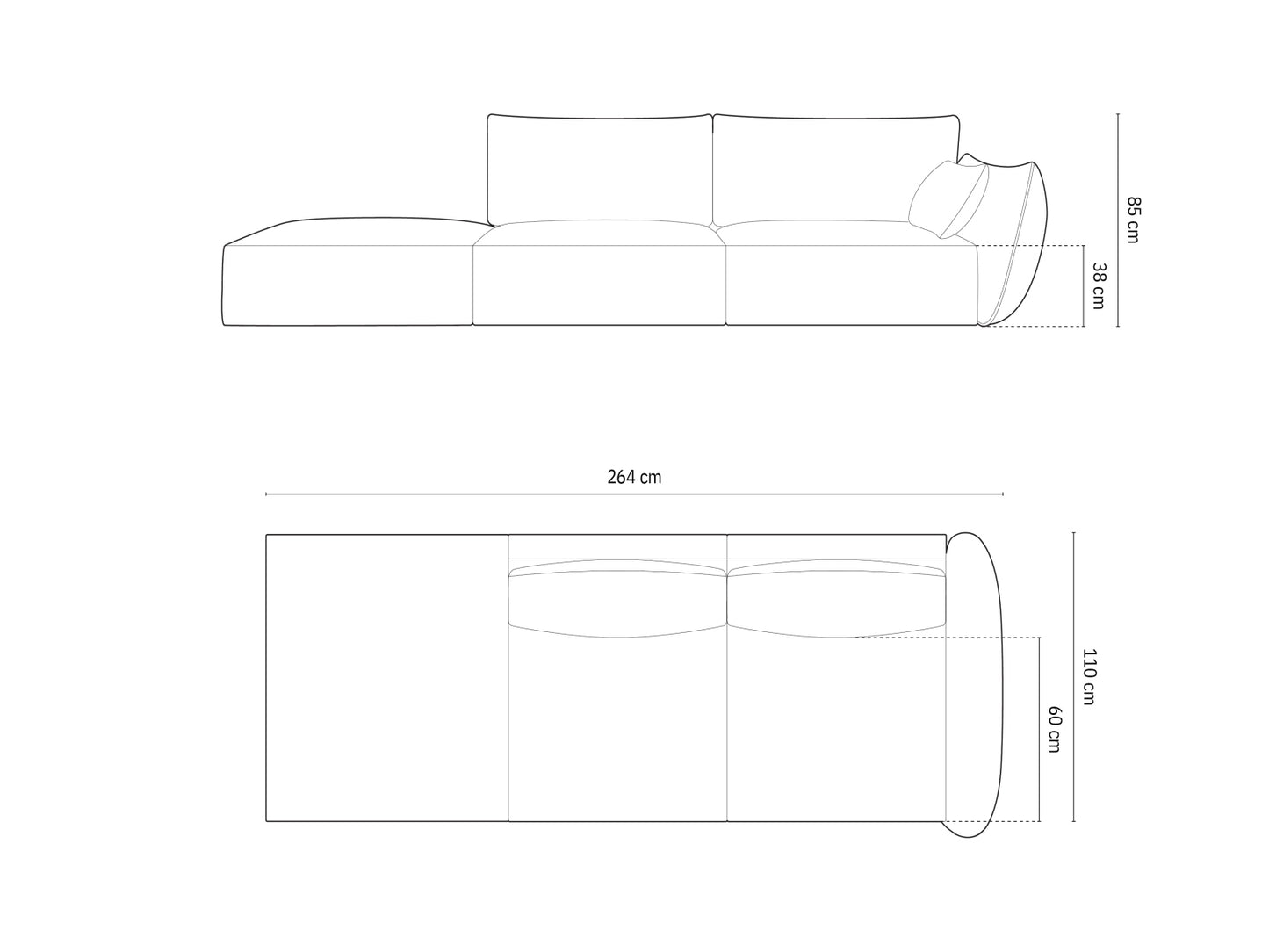 Kaelle Sofa, 4 Seats, 264x110 cm