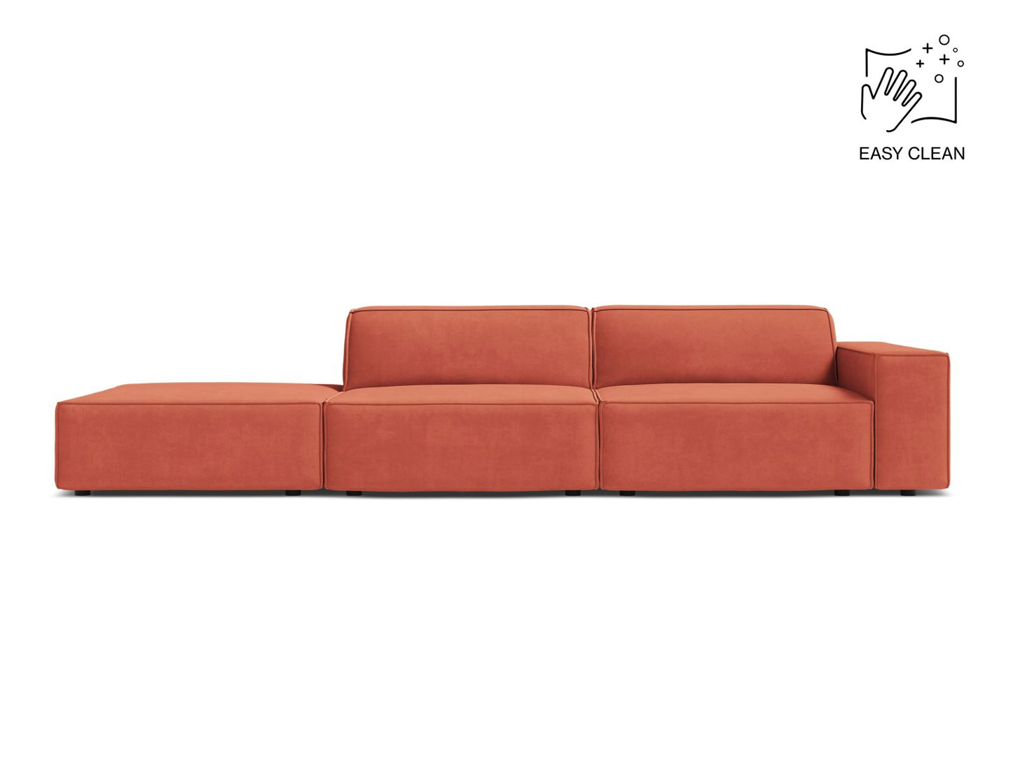 Jodie Modular Sofa, 3 Seats, 262x99 cm — Coral / Left