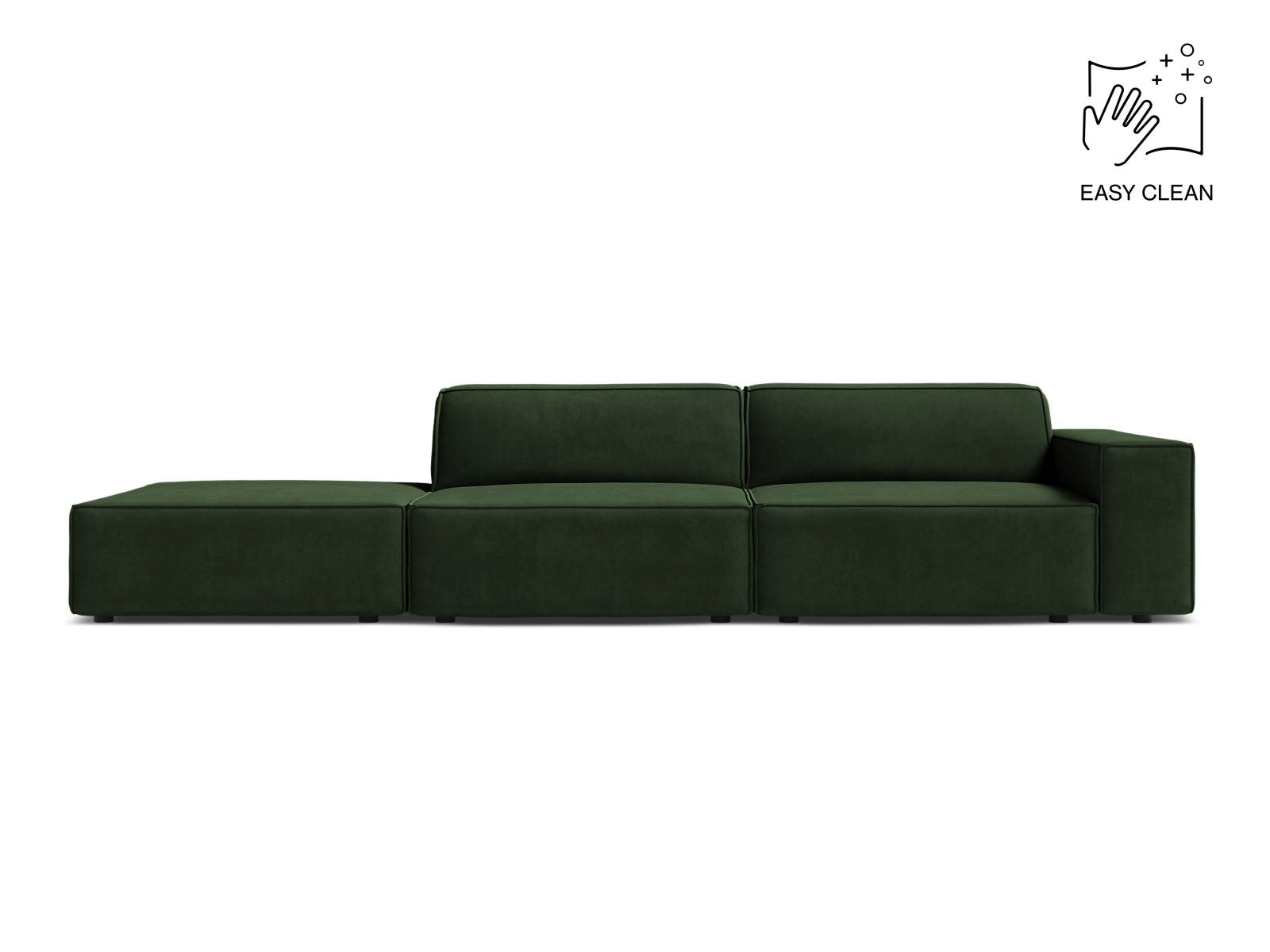 Jodie Modular Sofa, 3 Seats, 262x99 cm — Bottle Green / Left