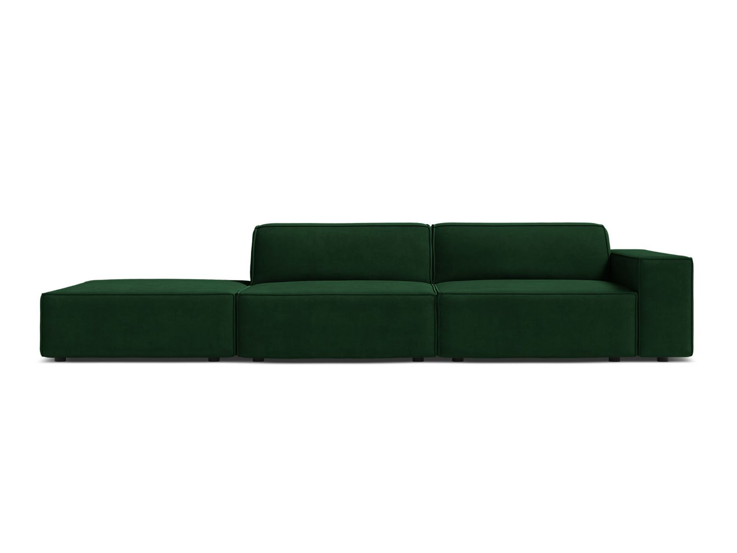 Jodie Modular Sofa, 3 Seats, 262x99 cm — Bottle Green / Left