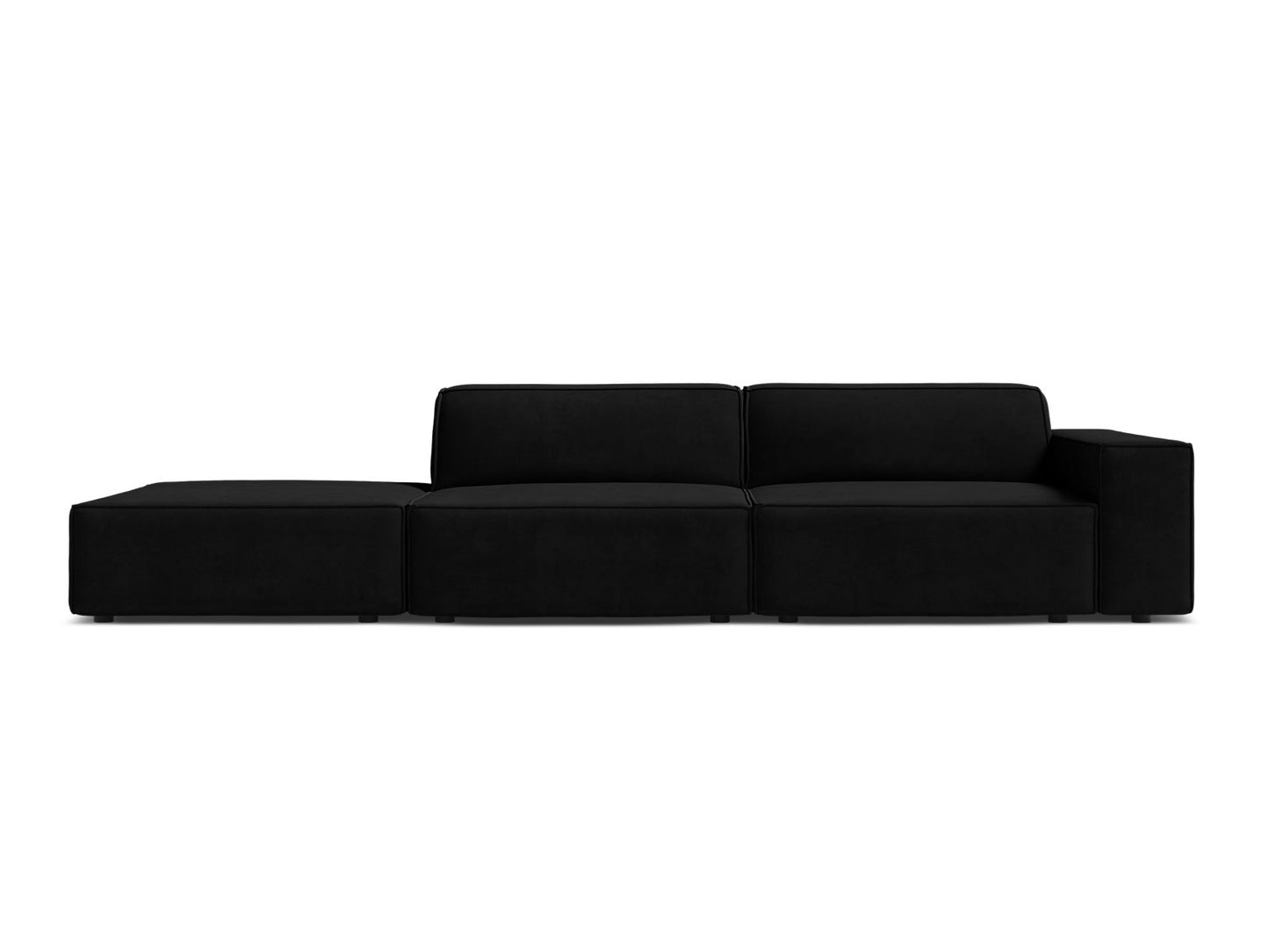 Jodie Modular Sofa, 3 Seats, 262x99 cm — Black / Left