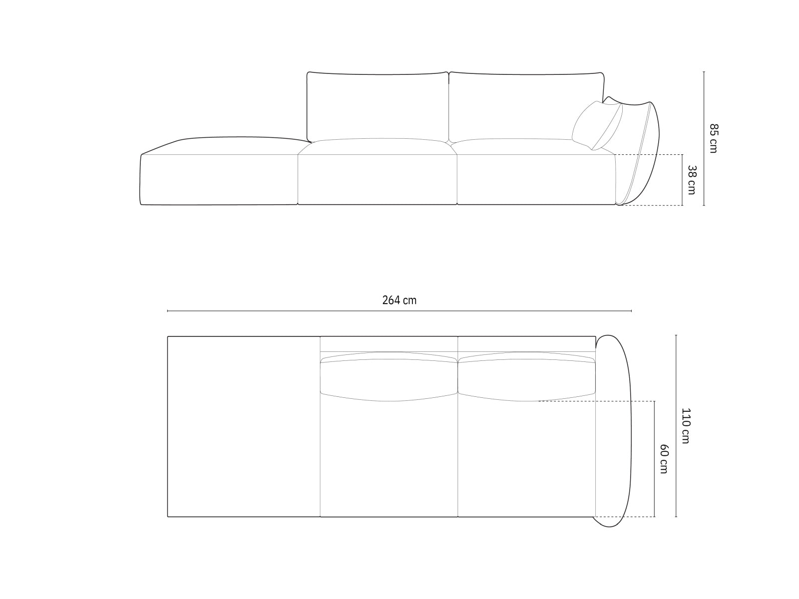 Kaelle Sofa, 4 Seats, 264x110 cm