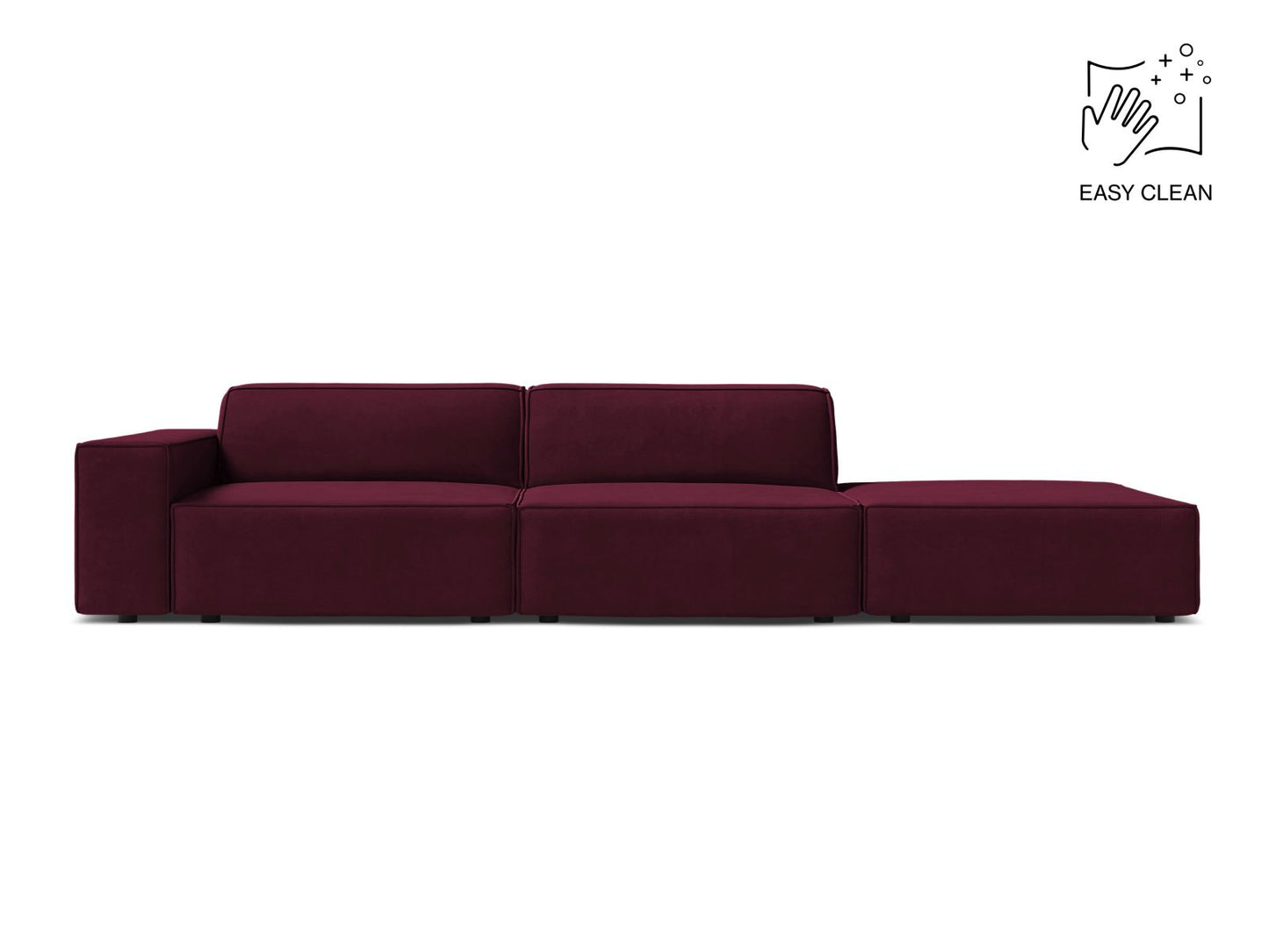 Jodie Modular Sofa, 3 Seats, 262x99 cm — Burgundy / Right
