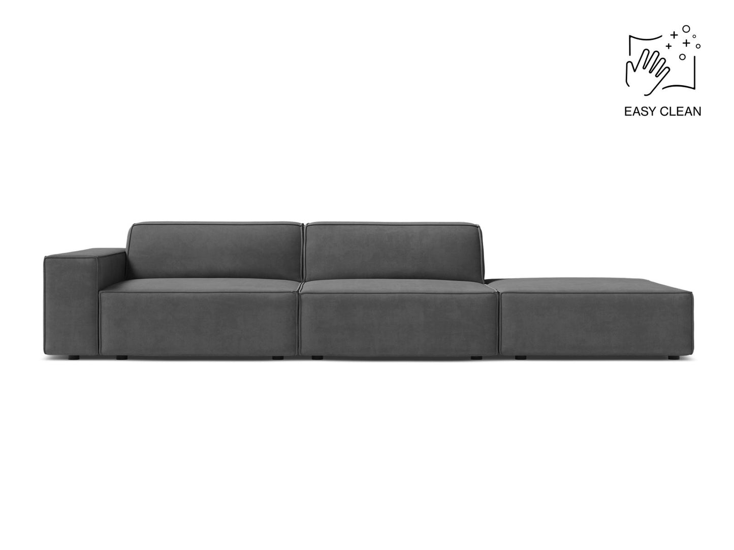 Jodie Modular Sofa, 3 Seats, 262x99 cm — Grey / Right