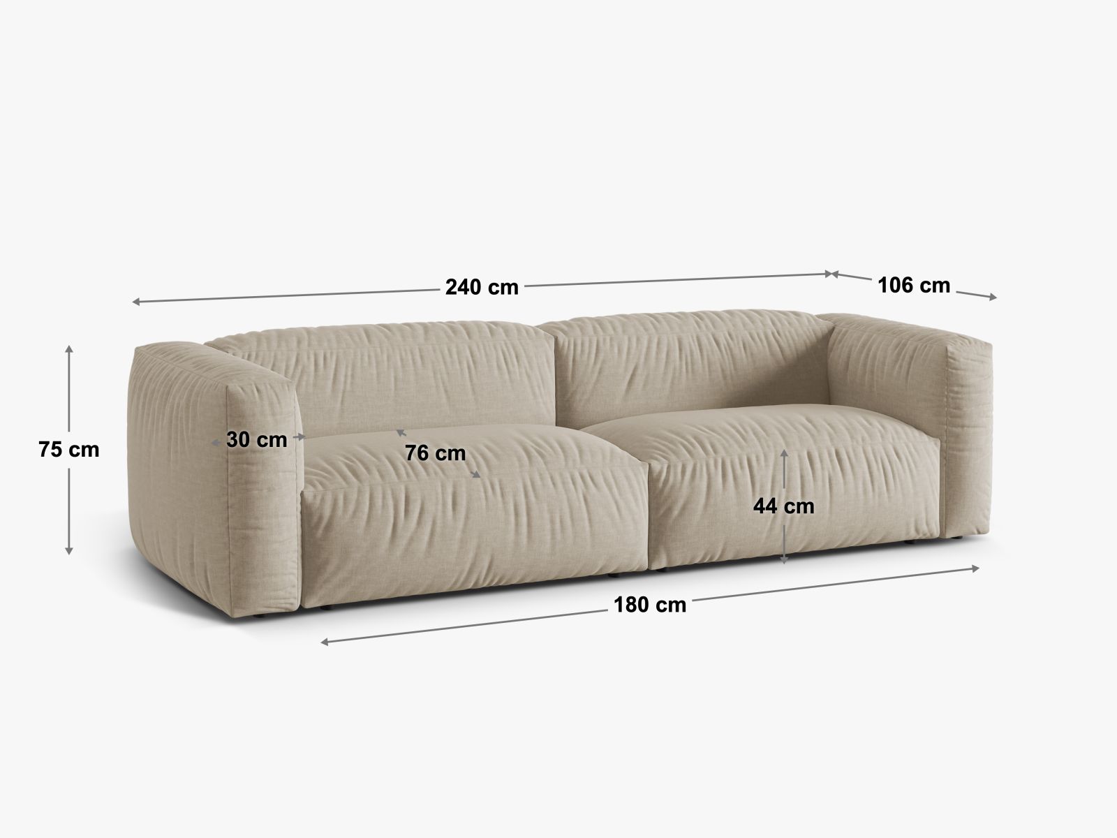 Sofa Samt Dunkelbeige Martina — Ansicht 5