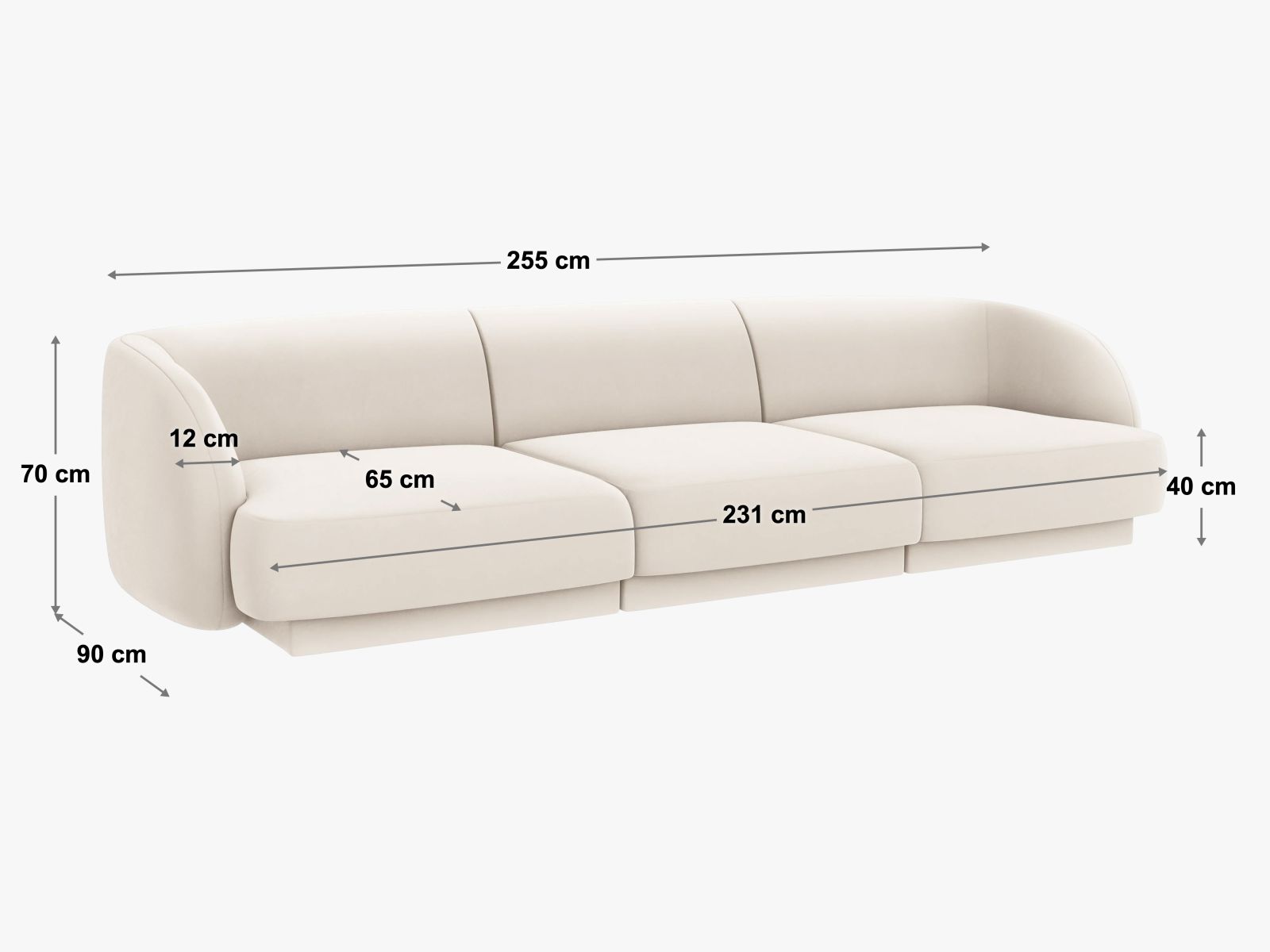 Sofa Chenille Beige Miley — Ansicht 4