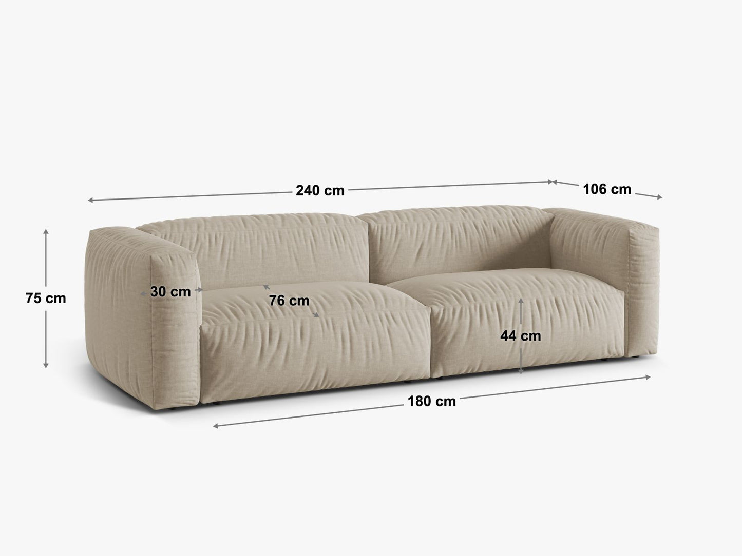 Sofa Strukturstoff Schwarz Martina — Ansicht 4
