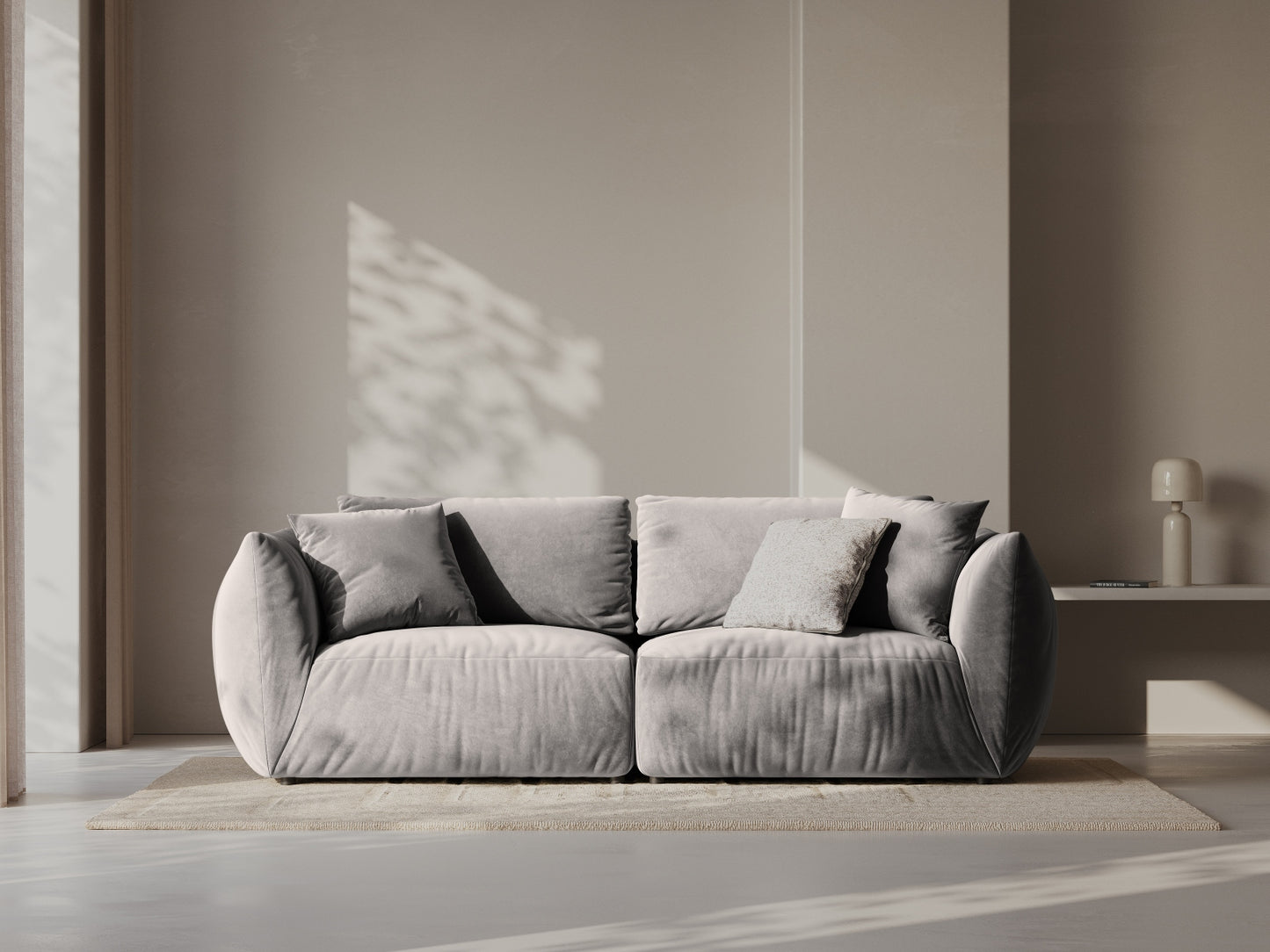 Sofa Samt Grau Chris — Wohnbeispiel
