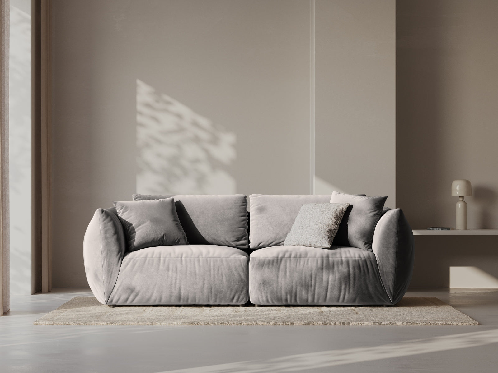 Sofa Samt Grau Chris — Wohnbeispiel
